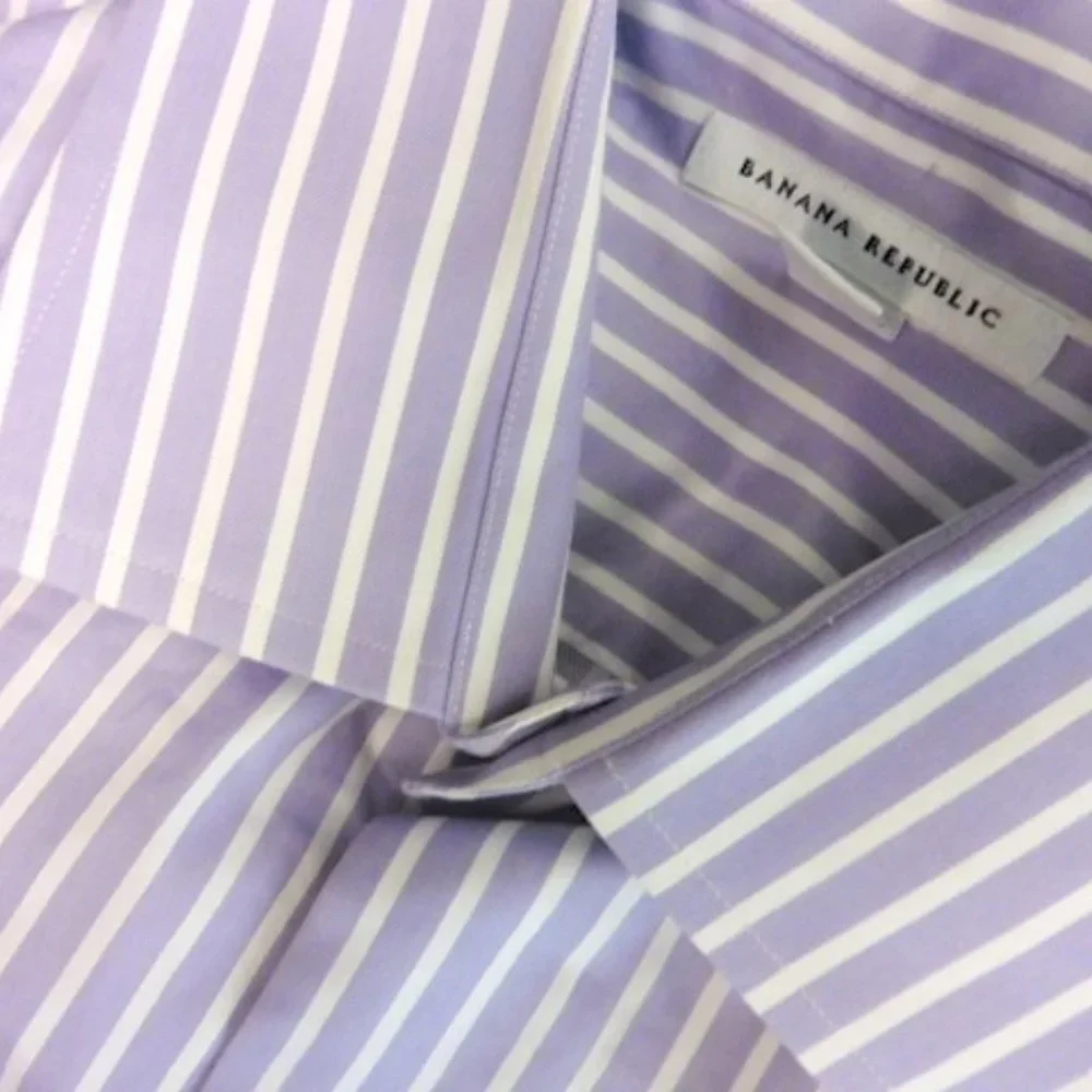 Banana Republic purple white stripe dress shirt L